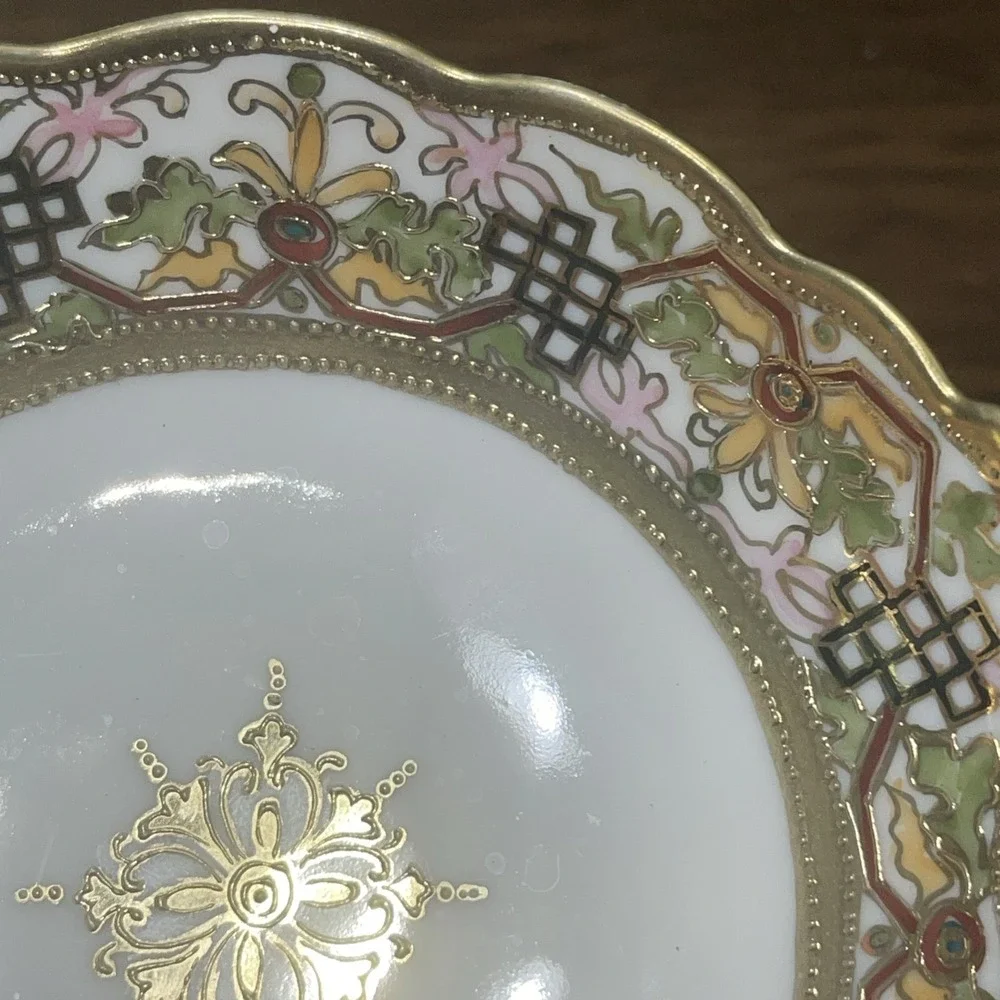 Antique Nippon Bowl Hand Painted Ornate Gold Accents See Photos for Condition